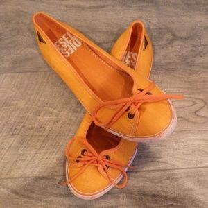 Diesel Orange canvas ballet style flat sneaker 7.5